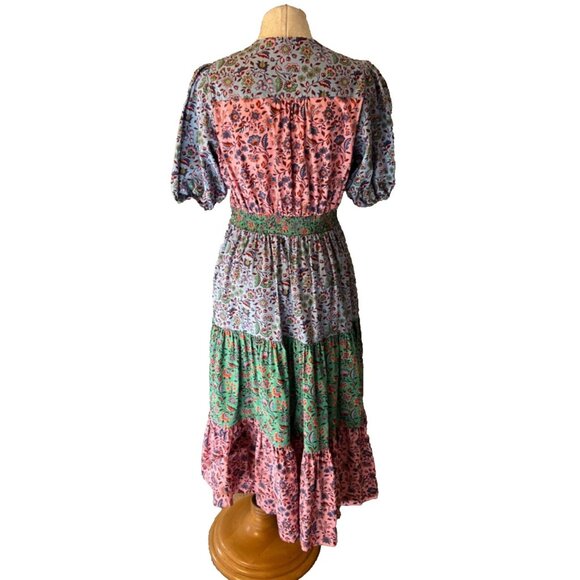 Boden Maxi Dress 10 R Cotton Colorful Smocked Pockets Short Sleeve Washable NEW - Picture 5 of 13